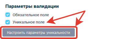 Настройка уникального поля